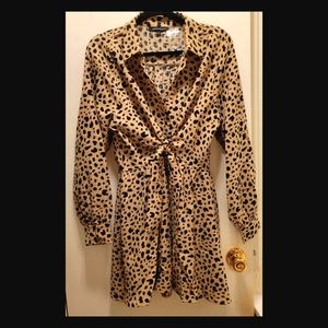 Never Worn Leopard print Brown/Black DressTie in Front by Jealous Tomato Size L